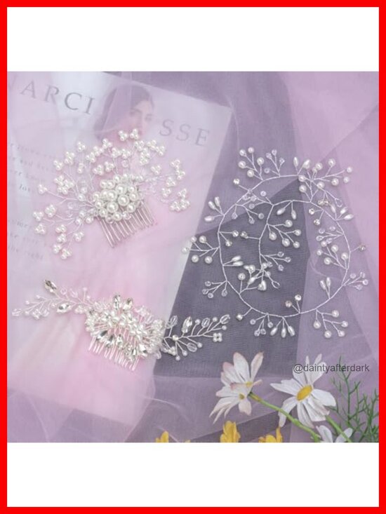 36-Piece Pearl Rhinestone Wedding Hair Pin Set with Comb main image 4
